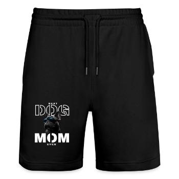Best Model Dog Mom - Stanley/Stella Trainer Unisex Organic Jogging Shorts - black - Front - Nik (191cm) & Marisol (170cm)