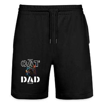 Best Cool Cat Father - Stanley/Stella Trainer Unisex Organic Jogging Shorts - black - Front - Nik (191cm) & Marisol (170cm)