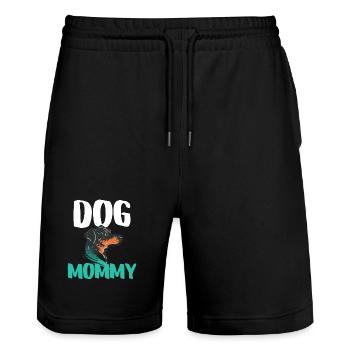 Hundemama-Attitüde-Welpen - Stanley/Stella Unisex Bio Joggingshorts Trainer  - Schwarz - Vorne - Nik (191cm) & Marisol (170cm)