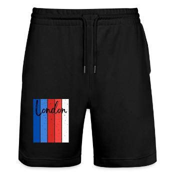 London Stripes Speckle Script - Short de jogging bio TRAINER Stanley/Stella unisexe - noir - Devant - Nik (191cm) & Marisol (170cm)