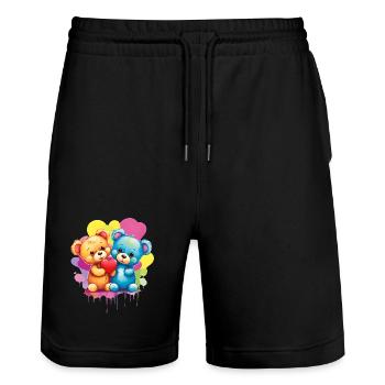 L’amour est une nécessité pour l’ours - Short de jogging bio TRAINER Stanley/Stella unisexe - noir - Devant - Nik (191cm) & Marisol (170cm)