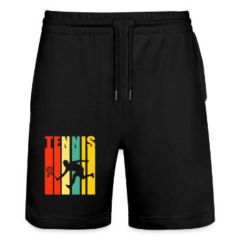 tennis, fan de tennis, jouer au tennis - Short de jogging bio TRAINER Stanley/Stella unisexe - noir - Devant - Nik (191cm) & Marisol (170cm)