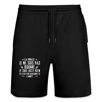 Je ne suis pas bourré juste bien - Short de jogging bio TRAINER Stanley/Stella unisexe - noir - Devant - Nik (191cm) & Marisol (170cm)