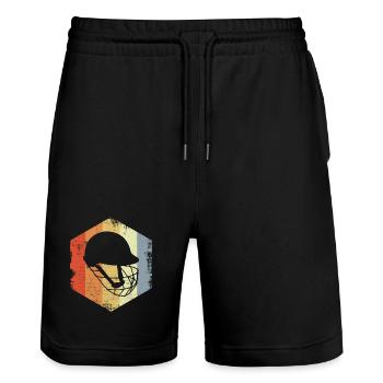 Vintage cricket helmet sketch - Stanley/Stella Trainer Unisex Organic Jogging Shorts - black - Front - Nik (191cm) & Marisol (170cm)
