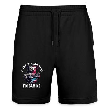 Gaming Gaming Maki Gift - Stanley/Stella Trainer Unisex Organic Jogging Shorts - black - Front - Nik (191cm) & Marisol (170cm)