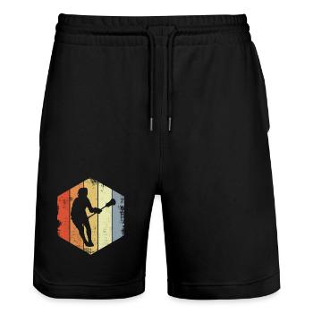 Vintage Lacrosse Players - Stanley/Stella Trainer Unisex Organic Jogging Shorts - black - Front - Nik (191cm) & Marisol (170cm)