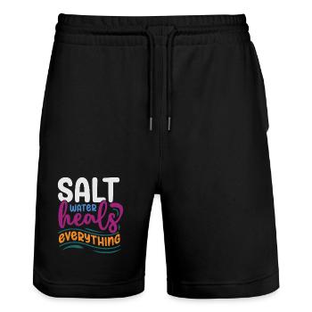 Salt Water Heals Everything - Stanley/Stella Trainer Unisex Organic Jogging Shorts - black - Front - Nik (191cm) & Marisol (170cm)