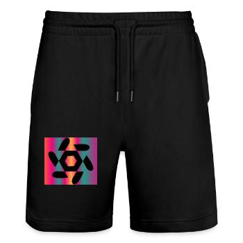 DESIGN. ART. GEEK. VINTAGE. GRAPHIC. MANGA. ASIA - Stanley/Stella Trainer Unisex Organic Jogging Shorts - black - Front - Nik (191cm) & Marisol (170cm)
