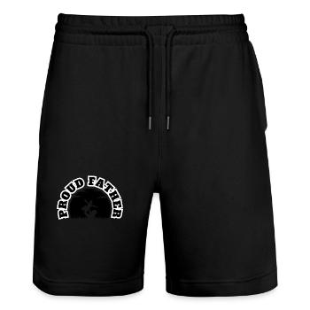 Fier Père Enfant Garçon Noir - Short de jogging bio TRAINER Stanley/Stella unisexe - noir - Devant - Nik (191cm) & Marisol (170cm)