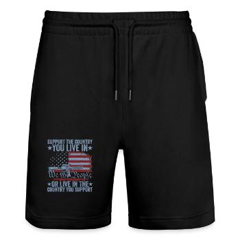 Support The Country You Live In The Country You - Stanley/Stella Trainer Unisex Organic Jogging Shorts - black - Front - Nik (191cm) & Marisol (170cm)
