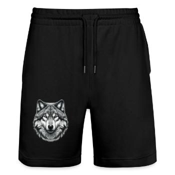 Wolf - Stanley/Stella Unisex Bio Joggingshorts Trainer  - Schwarz - Vorne - Nik (191cm) & Marisol (170cm)