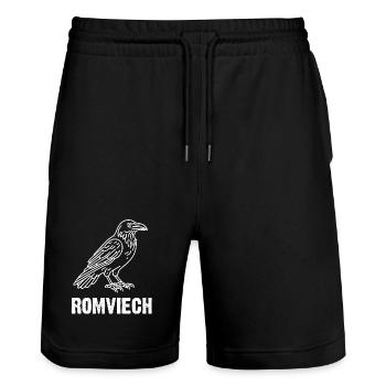 Romviech Österreich Dialekt  Mundart - Stanley/Stella Unisex Bio Joggingshorts Trainer  - Schwarz - Vorne - Nik (191cm) & Marisol (170cm)