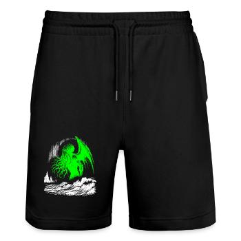 Cthulhu Emerges From The Seas (2 Colors) - Stanley/Stella Trainer Unisex Organic Jogging Shorts - black - Front - Nik (191cm) & Marisol (170cm)