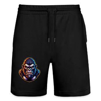 Gorilla - Stanley/Stella Trainer Unisex Organic Jogging Shorts - black - Front - Nik (191cm) & Marisol (170cm)