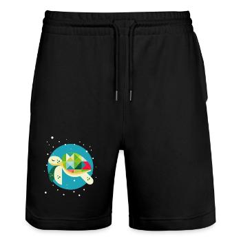 Cute Turtle – Creative Underwater World - Stanley/Stella Trainer Unisex Organic Jogging Shorts - black - Front - Nik (191cm) & Marisol (170cm)