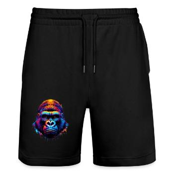 Gorille - Short de jogging bio TRAINER Stanley/Stella unisexe - noir - Devant - Nik (191cm) & Marisol (170cm)