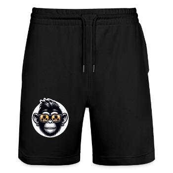 Affe Brille Palmen - Stanley/Stella Unisex Bio Joggingshorts Trainer  - Schwarz - Vorne - Nik (191cm) & Marisol (170cm)
