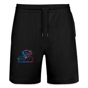 Art cycliste minimaliste - Vitesse et énergie - Short de jogging bio TRAINER Stanley/Stella unisexe - noir - Devant - Nik (191cm) & Marisol (170cm)