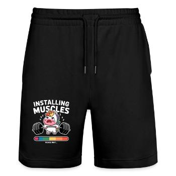 Unicorn Lifts Weights Loading - Stanley/Stella Trainer Unisex Organic Jogging Shorts - black - Front - Nik (191cm) & Marisol (170cm)