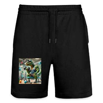 Dino T RFLEX - Stanley/Stella Unisex Bio Joggingshorts Trainer  - Schwarz - Vorne - Nik (191cm) & Marisol (170cm)