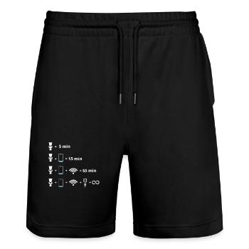 Angeschlossener Toilettenstromkreis - Stanley/Stella Unisex Bio Joggingshorts Trainer  - Schwarz - Vorne - Nik (191cm) & Marisol (170cm)