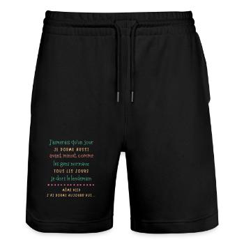 Rêves nocturnes tardifs - Short de jogging bio TRAINER Stanley/Stella unisexe - noir - Devant - Nik (191cm) & Marisol (170cm)