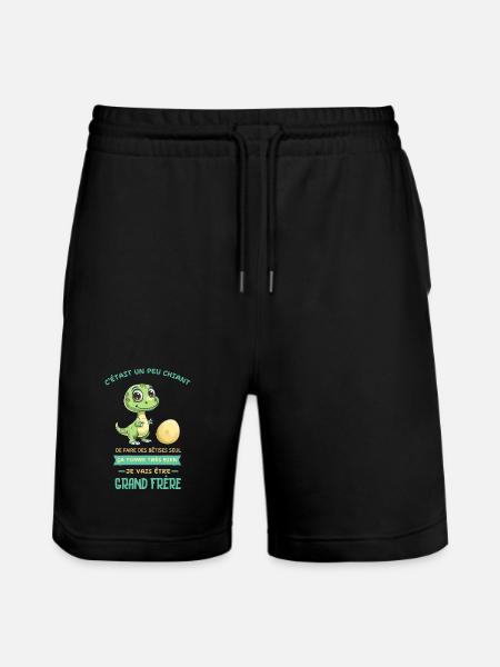 Dino mignon, Grand frère arrive - Short de jogging bio TRAINER Stanley/Stella unisexe - noir