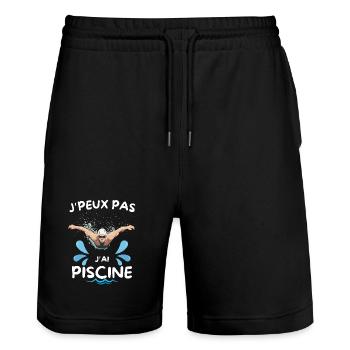 J'y peux pas, j'ai piscine - Short de jogging bio TRAINER Stanley/Stella unisexe - noir - Devant - Nik (191cm) & Marisol (170cm)
