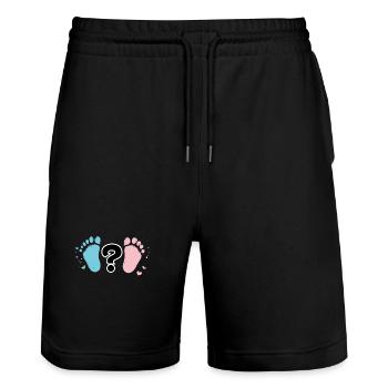 Empreintes Bébé Pastel et Question - Short de jogging bio TRAINER Stanley/Stella unisexe - noir - Devant - Nik (191cm) & Marisol (170cm)