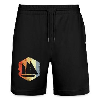 Sailing ship - Stanley/Stella Trainer Unisex Organic Jogging Shorts - black - Front - Nik (191cm) & Marisol (170cm)