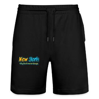 New York Graffiti City Nights - Stanley/Stella Trainer Unisex Organic Jogging Shorts - black - Front - Nik (191cm) & Marisol (170cm)