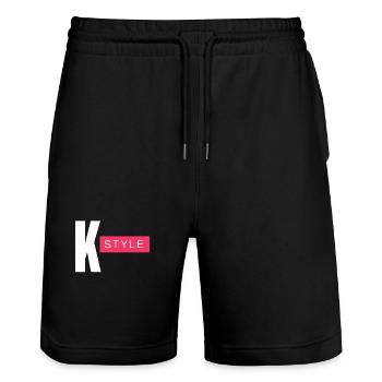 K Style Bold Logo mit rosa Akzent - Stanley/Stella Unisex Bio Joggingshorts Trainer  - Schwarz - Vorne - Nik (191cm) & Marisol (170cm)