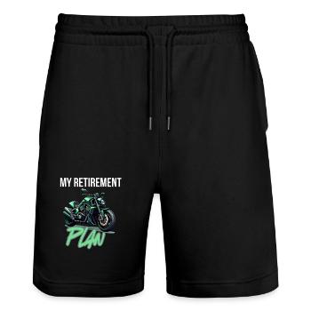 My Retirement Plan Motorcycle - Stanley/Stella Trainer Unisex Organic Jogging Shorts - black - Front - Nik (191cm) & Marisol (170cm)
