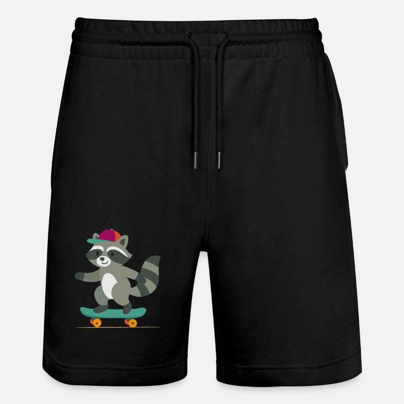Skateboard-Waschbär mit Basecap - Stanley/Stella Unisex Bio Joggingshorts Trainer  - Schwarz