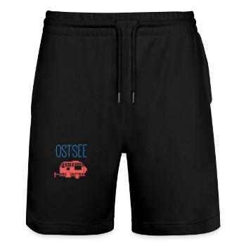 T-shirt souvenir camping-car camping sur la mer Baltique - Short de jogging bio TRAINER Stanley/Stella unisexe - noir - Devant - Nik (191cm) & Marisol (170cm)