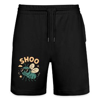 Shoo Fly Lustige Hassfliegen Shoo Fly - Stanley/Stella Unisex Bio Joggingshorts Trainer  - Schwarz - Vorne - Nik (191cm) & Marisol (170cm)