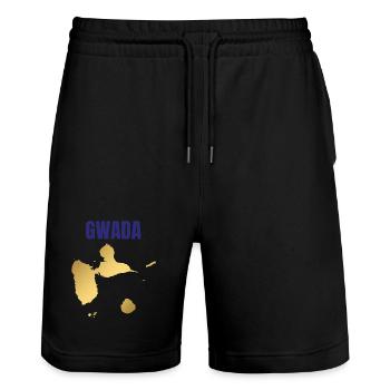GWADA Golden Map Westindische Inseln T-Shirt - Stanley/Stella Unisex Bio Joggingshorts Trainer  - Schwarz - Vorne - Nik (191cm) & Marisol (170cm)