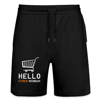 Virée shopping du Cyber Monday - Short de jogging bio TRAINER Stanley/Stella unisexe - noir - Devant - Nik (191cm) & Marisol (170cm)