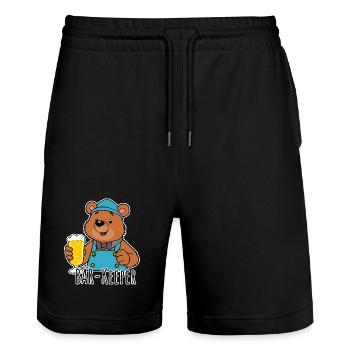 Der Bär-Keeper hat ein kühles Bier für dich! - Stanley/Stella Unisex Bio Joggingshorts Trainer  - Schwarz - Vorne - Nik (191cm) & Marisol (170cm)