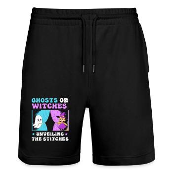 Révélation du sexe d’Halloween - Short de jogging bio TRAINER Stanley/Stella unisexe - noir - Devant - Nik (191cm) & Marisol (170cm)