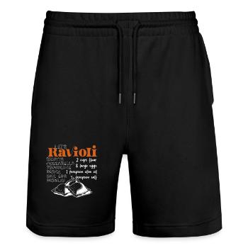 Let's Ravioli - Das Rezept - Stanley/Stella Unisex Bio Joggingshorts Trainer  - Schwarz - Vorne - Nik (191cm) & Marisol (170cm)