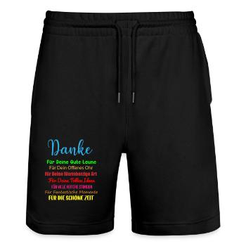 Kollegen Arbeitkollegen Danke Spruch Geschenk - Stanley/Stella Unisex Bio Joggingshorts Trainer  - Schwarz - Vorne - Nik (191cm) & Marisol (170cm)