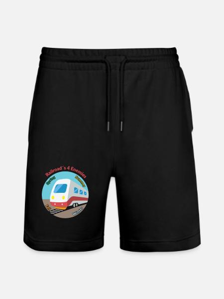 Four Seasons Train Motif, Always Unpunctual - Stanley/Stella Trainer Unisex Organic Jogging Shorts - black