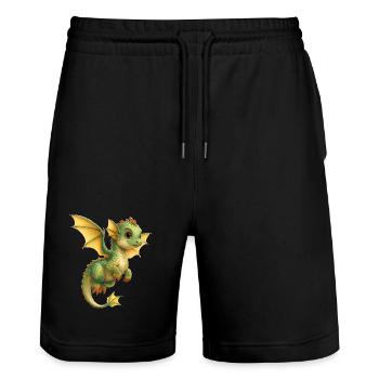 Drache - Stanley/Stella Unisex Bio Joggingshorts Trainer  - Schwarz - Vorne - Nik (191cm) & Marisol (170cm)