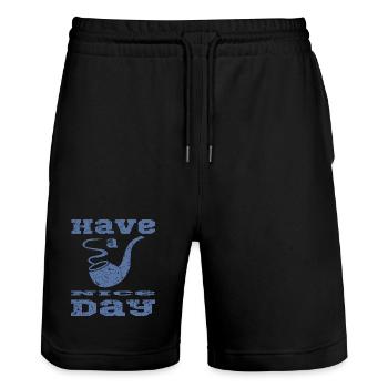 Whistle with saying - Stanley/Stella Trainer Unisex Organic Jogging Shorts - black - Front - Nik (191cm) & Marisol (170cm)