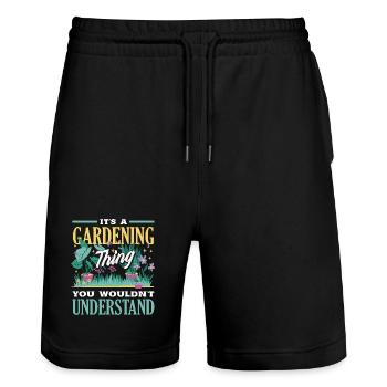 Garten- Und Pflanzenliebhaber Geschenke - Stanley/Stella Unisex Bio Joggingshorts Trainer  - Schwarz - Vorne - Nik (191cm) & Marisol (170cm)