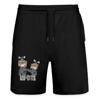 Rob-Otter - Roboter Otter für Technik und Tierfans - Stanley/Stella Unisex Bio Joggingshorts Trainer  - Schwarz - Vorne - Nik (191cm) & Marisol (170cm)