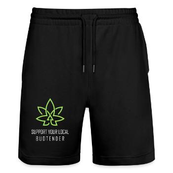 Lustige Kiffer Outfits - Stanley/Stella Unisex Bio Joggingshorts Trainer  - Schwarz - Vorne - Nik (191cm) & Marisol (170cm)