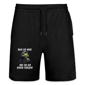 Grumpy Frosch mit Kaffee Cartoon - Stanley/Stella Unisex Bio Joggingshorts Trainer  - Schwarz - Vorne - Nik (191cm) & Marisol (170cm)