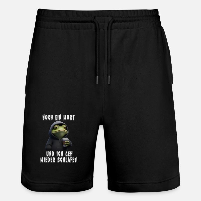 Grumpy Frosch mit Kaffee Cartoon - Short de jogging bio TRAINER Stanley/Stella unisexe - noir